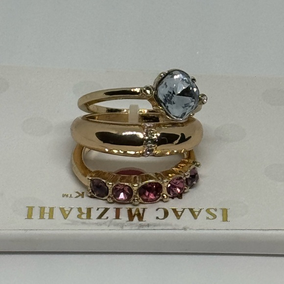 Isaac Mizrahi Set of 3 Statement Ring SZ 8 - Picture 3 of 10